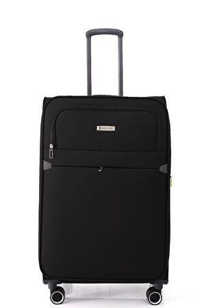 04PC6000 3'LÜ SET Ultra Light Hafif Lüx Kumaş Tekerlekli Valiz Siyah