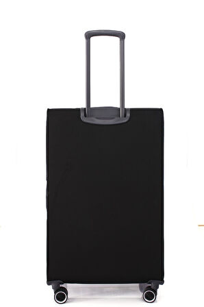 04PC6000 3'LÜ SET Ultra Light Hafif Lüx Kumaş Tekerlekli Valiz Siyah