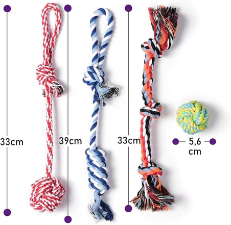 4’lü Köpek Diş İpi Oyuncağı Seti Isırma Çekiştirme Eğitim Toplu Halat Oyuncak