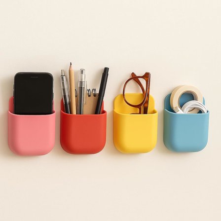 2'li Yapışkanlı Masa Kenarı Organizer Cep – Kalem, Defter, Telefon Düzenleyici Saklama Kutusu | Masaya Zarar Vermeyen, Delmeden Uygulanan Pratik Organizer