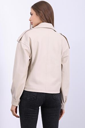 Kadın Oversize Hakiki Deri Ceket