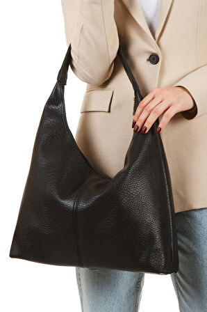 Kadın 2'li Çanta Paketi Siyah ve Acı Kahverengi Salaş Yumuşak Dokulu Büyük Boy Omuz ve Tote Çanta