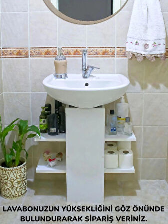 LAVABO ALTI DOLAP, BANYO DOLABI, BANYO DÜZENLEYİCİ RAFLAR, BEYAZ