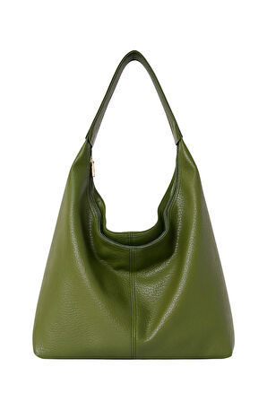 Kadın Salaş Yumuşak Dokulu Büyük Haki Yeşil Omuz ve Tote Çanta