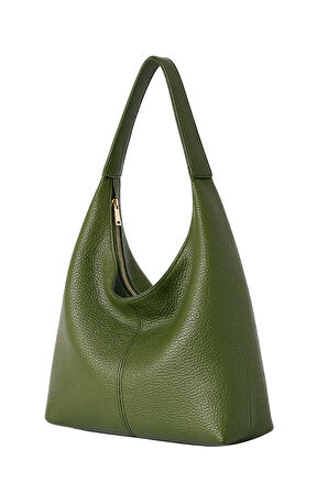 Kadın Salaş Yumuşak Dokulu Büyük Haki Yeşil Omuz ve Tote Çanta