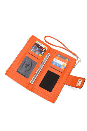 2'li Cüzdan Paketi Kadın Bilek Askılı Kağıt Bozuk Para ve Kartlık Bölmeli Turuncu ve Yeşil Cüzdan