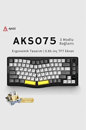 AKS075 Ergonomik DayDream Switch-Mekanik Klavye-BT5.1/2.4GWireless/USB Kablolu-HotSwap Dinamik RGB