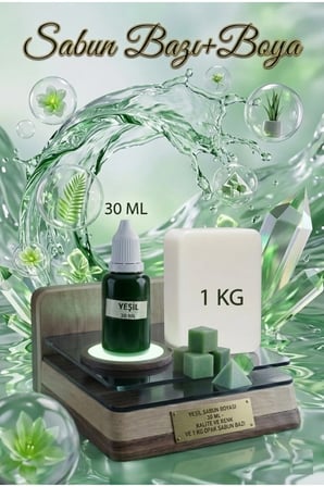 1 KG Opak Sabun Bazı + 30 ML Yeşil Kırmızı Sabun Boyası | Derin ve Yoğun Renkli Sabun Seti