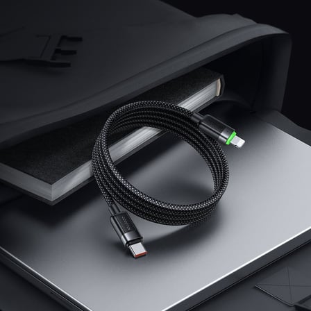 Ca-2010 36W Usb-C To Lightning Manyetik Sarilabilir Kablo - 1.2 M, Siyah
