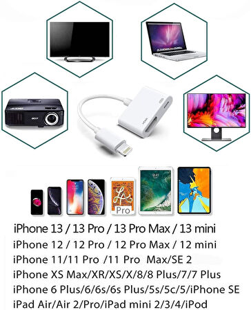 Lightning HDMI Dönüştürücü ipad iphone Hdmi Tv Bağlantı Hdtv Monitör Görüntü Aktarımı Adaptörü