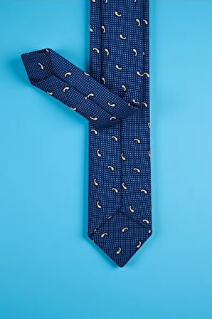 Slim Damla Desen Mavi Kravat & Mendil