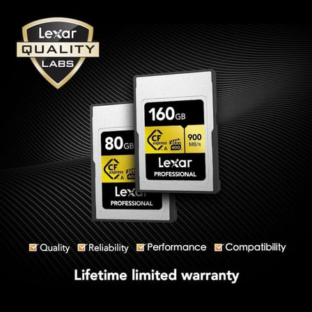160GB Profesyonel CFexpress Tip A Altın Serisi Hafıza Kartı, 900MB/s'ye Kadar Okuma, Sinema Kalitesi 8K Video, Dereceli VPG 400 (LCAGOLD160G-RNENG)