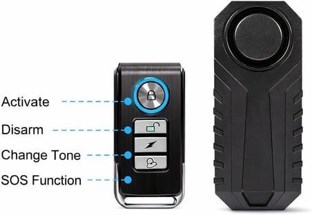 Uzaktan Kumandalı Bisiklet ve Motosiklet Alarmı 113dB – IP55 Su Geçirmez, 7 Seviye Hassasiyet, SOS Fonksiyonlu Güvenlik Alarm Sistemi