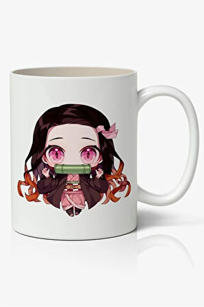 Demon Slayer Nezuko Kamado Anime Temalı Beyaz Kupa Bardak Sevgiliye Arkadaşa Hediye