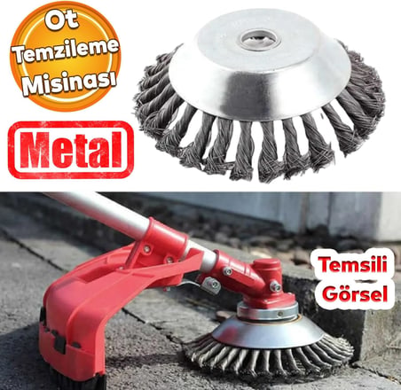 Badem10 Kaldırım Temizleme Aparatı Yol Taş Duvar Beton Çıkmış Otları Süpürme Metal Motorlu Tırpan Misinası