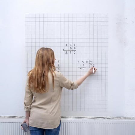 100x120 cm Kareli Statik Akıllı Kağıt Tahta - Silgili Tahta Kalemi Hediyeli