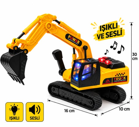Duman Oyuncak Power Işıklı ve Sesli Oyuncak Ekskavatör 30 cm