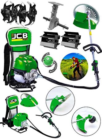 Projcb Plus Garden Set Green 14 HP Sırt Tırpan Çim Biçme + Toprak Eşeleme + Akrobat Çapa Aparatı