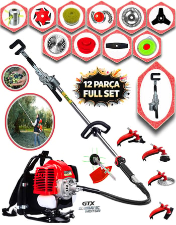 Eisenn Zeytin Hasat Makinası + Sırt tipi Benzinli Motorlu Tırpan 12 Parça Özel Set