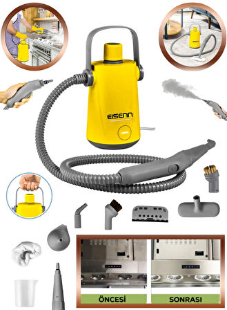 Eisenn Alman 1800 W Yellow Series Profesyonel Buharlı Temizleyici Buharlı Temizlik Makinesi 3 Bar