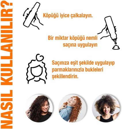 Bukle Belirginleştirici Saç Köpüğü 200ml – Kıvırcık Saçlar İçin Şekillendirici Köpük, Elektriklenme Önleyici, Hindistan Cevizi Yağı Nemlendirici, Doğal Parlaklık ve Yumuşak Bukleler