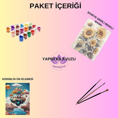 Renkli Baskılı Sayılarla Boyama Hobi Seti (Çerçeveli) 40x50 cm: Gelincik