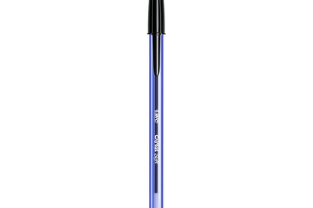 Cristal Soft Tükenmez Kalem, Siyah, 50'li Kutu, 1.2 mm Orta Kalınlıkta Uç, Şeffaf Gövde, Delikli Kapak