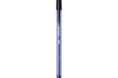 Cristal Soft Tükenmez Kalem, Siyah, 50'li Kutu, 1.2 mm Orta Kalınlıkta Uç, Şeffaf Gövde, Delikli Kapak