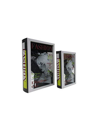 Lumienza Dekoratif Baskılı Ayna Kapaklı Ahşap Kitap Kutu AKSH-J1101-S2 SET