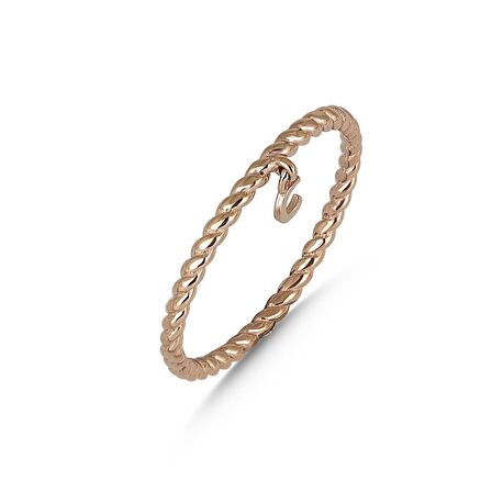 Altın Rose Renk Minimal C Yüzük 