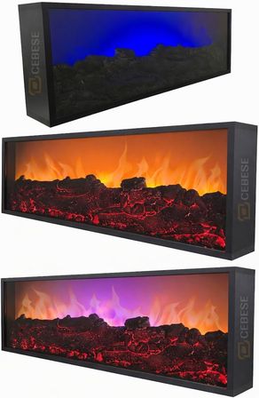 Dekoratif Elektrikli Yapay Şömine - 100x31.5x16.5 Cm - Farklı Renk Modları,kumandalı, Bluetooth Ses
