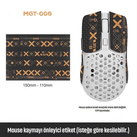 Mouse Tape Kaydırmaz Etiket – Kesilebilir Yapışkanlı Mouse Kayma Önleyici Bant 150×110 mm MGT-006