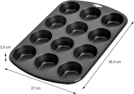 SOGUD 12'li Muffin Kalıbı - Yapışmaz Metal Cupcake Kalıbı - Fırına Uygun Kek ve Muffin Pişirme Tepsisi - Yuvarlak Gözlü Dayanıklı Kek Kalıbı - Kolay Temizlenir - Ev Tipi Kullanıma Uygun