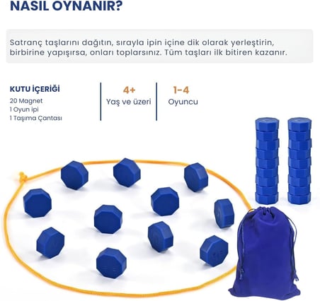 Manyetik Satranç Seti Eğlenceli Mıknatıslı Masa Oyunu (20 Parça Manyetik Taş) Manyetik Bloklar, Strateji Odaklı Kutu Oyunları - Aile Oyunu - Eğitici Mıknatıslı Oyuncak