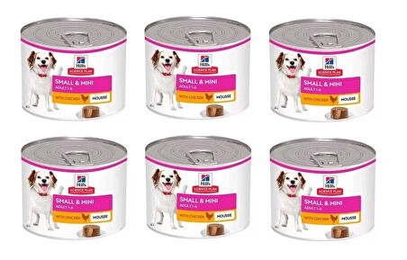 Hill's Small Mini Mousse Küçük ve Mini Irk Tavuklu Yetişkin Ezme Köpek Konservesi 200GR X 6 Adet