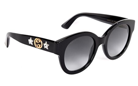 GUCCI  0207S 001 51  Unisex SİYAH Çekik Çerçeve Güneş Gözlüğü