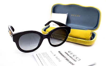 GUCCI  0207S 001 51  Unisex SİYAH Çekik Çerçeve Güneş Gözlüğü