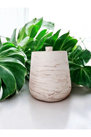 2 Parça Beton Çöp Kovası Banyo Mutfak Tuvalet Wc 18 Cm 4 Litre Kapaklı Kutu