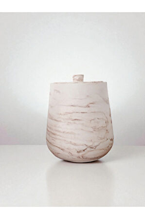 2 Parça Beton Çöp Kovası Banyo Mutfak Tuvalet Wc 18 Cm 4 Litre Kapaklı Kutu