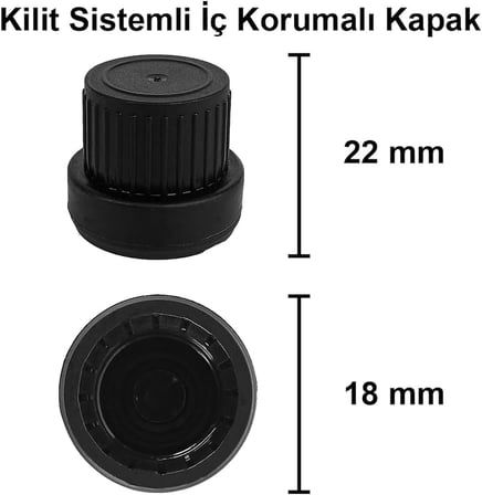 Afracam 50 ml Amber Siyah Kilitli Sızdırmaz Kapaklı Kahverengi Cam Şişe 6 Adet