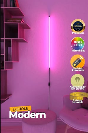 Led köşe abajur aplik lambader lamba ışık Uzaktan Kumandalı 16 Renk 4 animasyon yapışkanlı