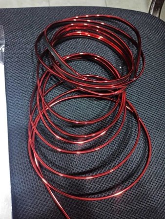 Kırmızı Trim Fitil Yeni Nesil Araç Içi Ip Şerit Balık Sırtı Nikelajlı 5 Metre