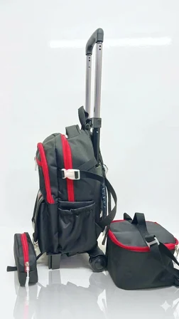 2 KADEMELİ ÇEKÇEKLİ TEKERLEKLİ KAREKTER DESENLİ ERKEK 3 LÜ SET TAKIM İLKOKUL SIRT ÇANTASI 40*27*17CM
