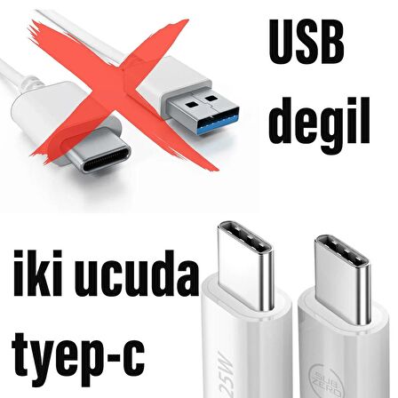 Kısa 25cm 25w Hızlı Type-c Şarj Kablosu Çift Taraflı Type-c To Type-c 25w Pd Şarj Kablo 25cm