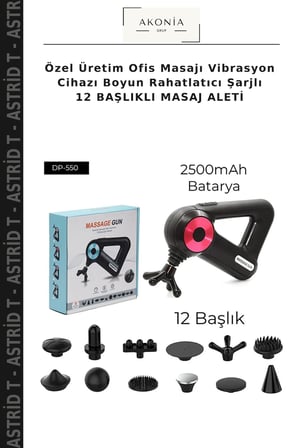 Özel Üretim Ofis Masajı Vibrasyon Cihazı Boyun Rahatlatıcı Şarjlı 12 BAŞLIKLI MASAJ ALETİ