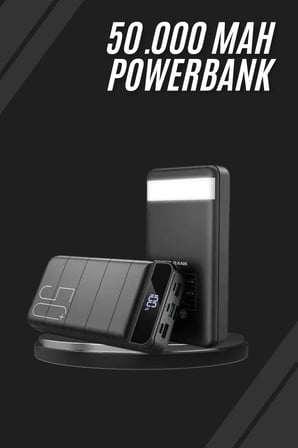 Taşınabilir Powerbank 50.000 Mah 4 Girişli Hızlı Şarj Led Göstergeli Fenerli Şarj