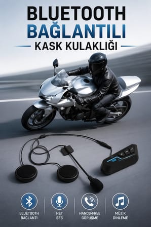 Kask Kulaklığı Motosiklet Intercom Interkom Dinleme Konuşma Özellikli Su Geçirmez