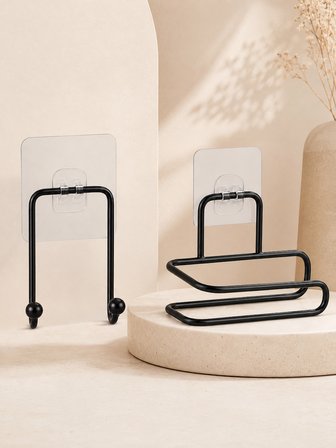 2’li Yapışkanlı Banyo Düzenleme Seti Rulo Kağıt Tutucu Ve Havlu Askılığı