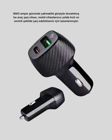Aux Bluetooth Adaptör Ve 38w Hızlı Araç Şarj Cihazı Seti