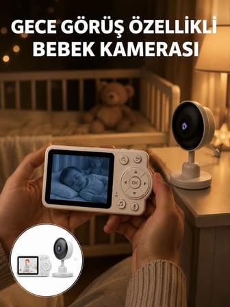 Gece Görüşlü Kablosuz Bebek Monitörü Ağlama Ve Hareket Algılama Yeni Nesil